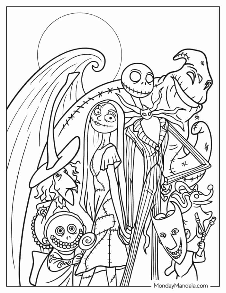22 nightmare before christmas coloring pages (free pdfs)
